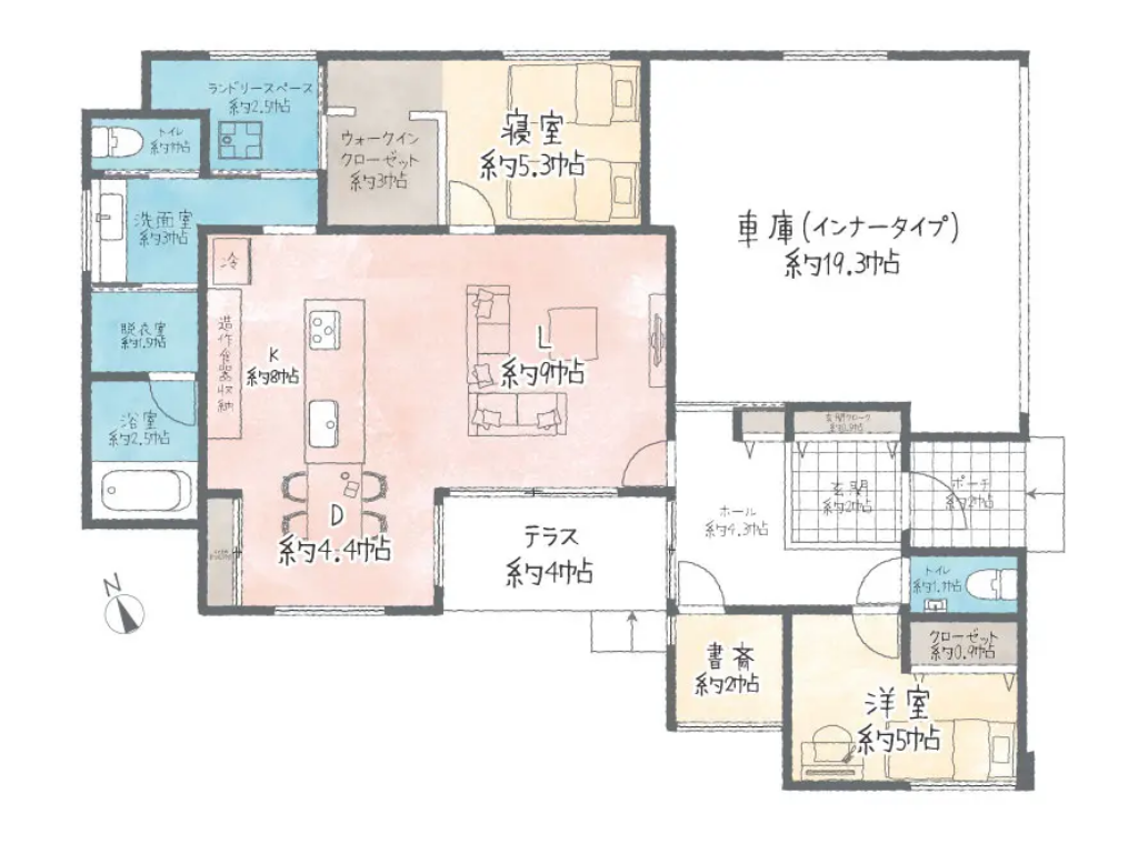 クオレ・ホームで編築した2LDKの平屋の間取り